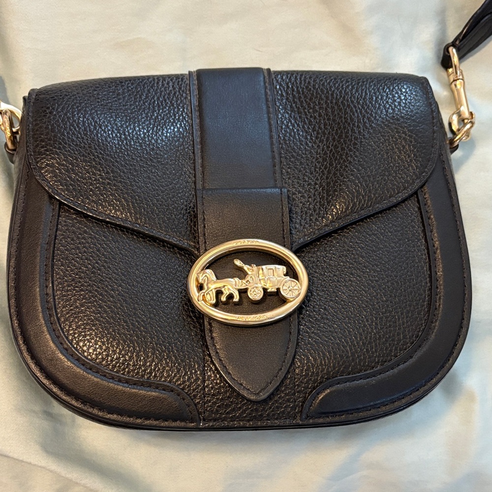 Coach Black Crossbody Bag with Gold Emblem
